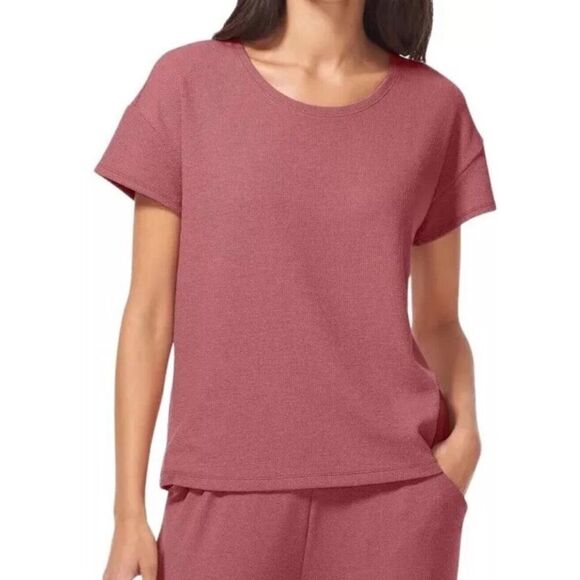 TOMMY JOHN Womens Waffle Knit Short Sleeve Tee Deco Rose Size SP NWT in pkg - Picture 1 of 5